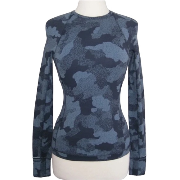 lululemon athletica Tops - SOLD Lululemon Womens Blue Black Camo Runderful Long Sleeve Sz 12 EUC